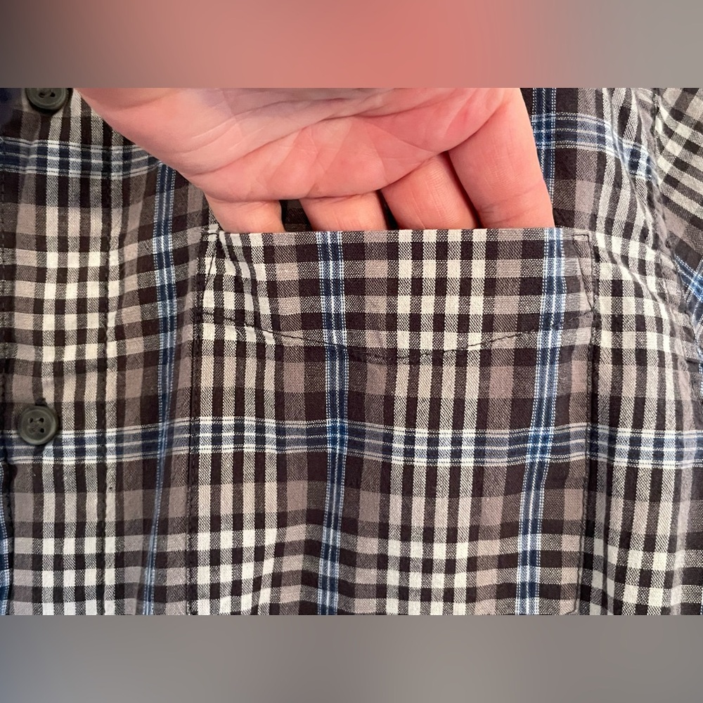 Wrangler Jeans Co Plaid Button Down Shirt Men’s Medium 100% Cotton, Blue/Brown - Picture 6 of 11